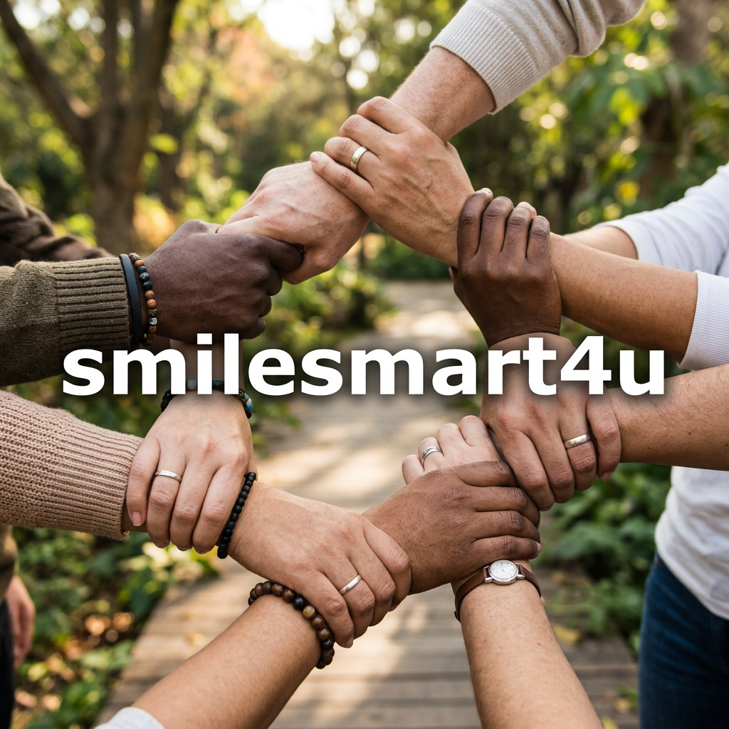 Multiple diverse hands holding each other's wrists in a circle outdoors